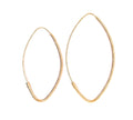 14K Yellow Gold Large Polished Marquise Fashion Hoop Earrings, Marquise Shape Hoop Earrings, Real Gold Hoops, Women