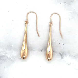 14K Rose Gold Shiney Puffed Tear Drop Earring, Dangle Earrings, Teardrop Earrings, White Gold, Yellow Gold, Real Gold Earrings, Women