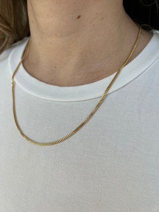 Solid 18K Yellow Gold 2.2mm Curb Chain Necklace, 16" 18" 20" 24" Real Gold Chain, Solid Gourmette Chain, Women, Unisex