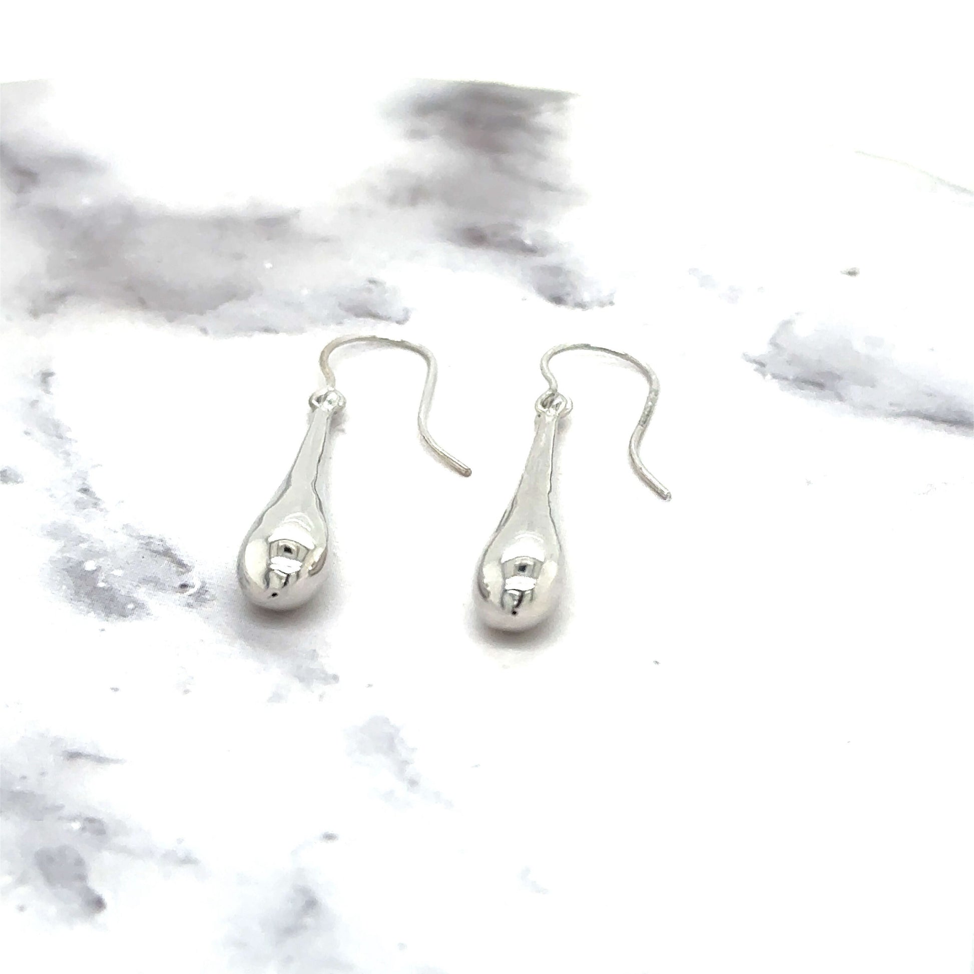 14K Gold Shiney Puffed Tear Drop Earring, Dangle Earrings, Teardrop Earrings, White Gold, Real Gold Earrings, Women