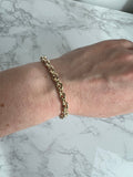 14K Yellow Gold 6.2mm Polished Oval Rolo Link Chain Bracelet, 7.5