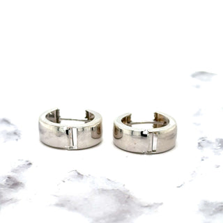 14K White Gold 16mm Chunky Huggie Earring, 5mm Thick ,Gold Snuggables, Huggie Hoops, Real Gold Hoops, Gift for her