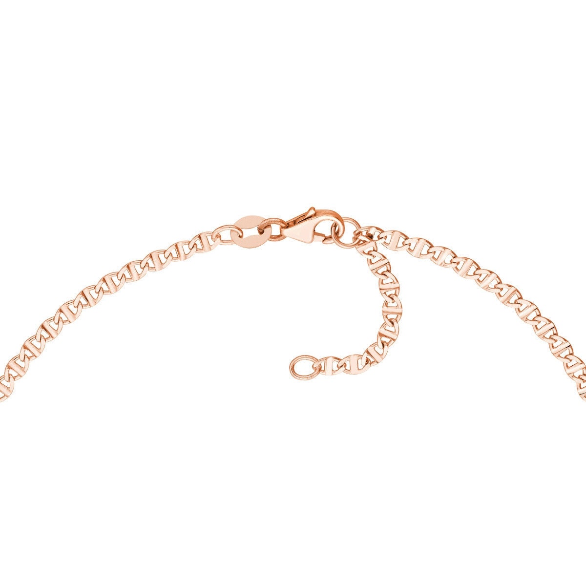 14K Rose Gold Adjustable Flat Mariner Chain Anklet 10", Gold Jewelry, Minimalist, Gift For Her, Handmade Jewelry, Anklets For Women