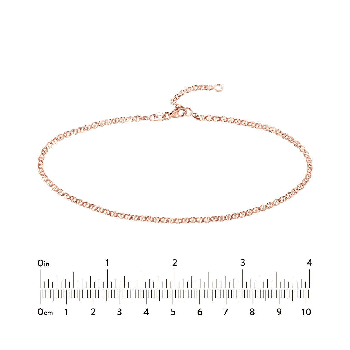 14K Rose Gold Adjustable Flat Mariner Chain Anklet 10", Gold Jewelry, Minimalist, Gift For Her, Handmade Jewelry, Anklets For Women