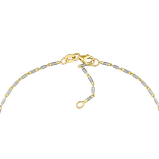 14K Yellow-White Gold Adjustable Lumacina Anklet 10"Long, Gift For Her, Handmade Jewelry, Anklets For Women