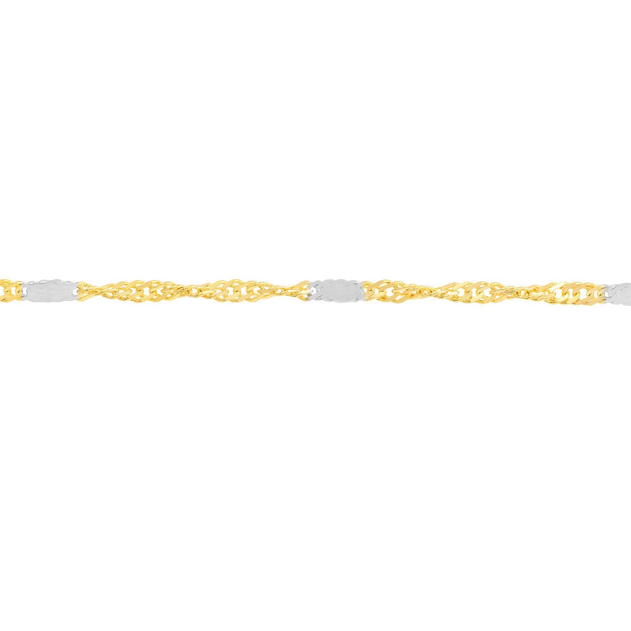 14kt Yellow-White Gold 1.45mm Two-Tone Singapore Flat Saturn Chain 10", 1.4g., Minimalist, Gift For Her, Handmade Jewelry, Anklets For Women