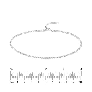 14K White Gold Adjustable Flat Mariner Chain Anklet 10", Gold Jewelry, Minimalist, Gift For Her, Handmade Jewelry, Anklets For Women