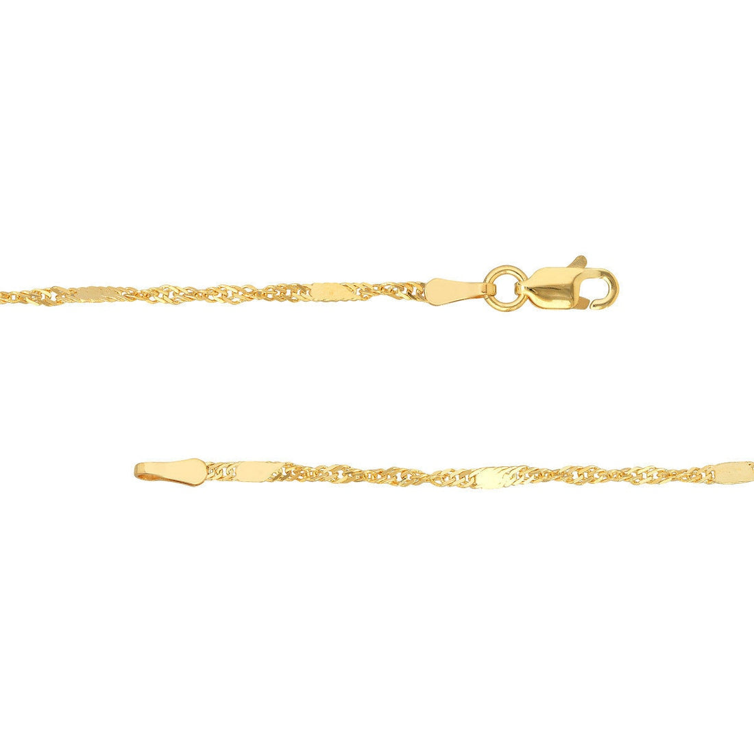 14K Yellow Gold 1.75mm Singapore Flat Saturn Chain 10", Gold Jewelry, Minimalist, Gift For Her, Handmade Jewelry, Anklets For Women