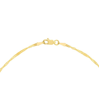 14K Yellow Gold 1.75mm Singapore Flat Saturn Chain 10", Gold Jewelry, Minimalist, Gift For Her, Handmade Jewelry, Anklets For Women