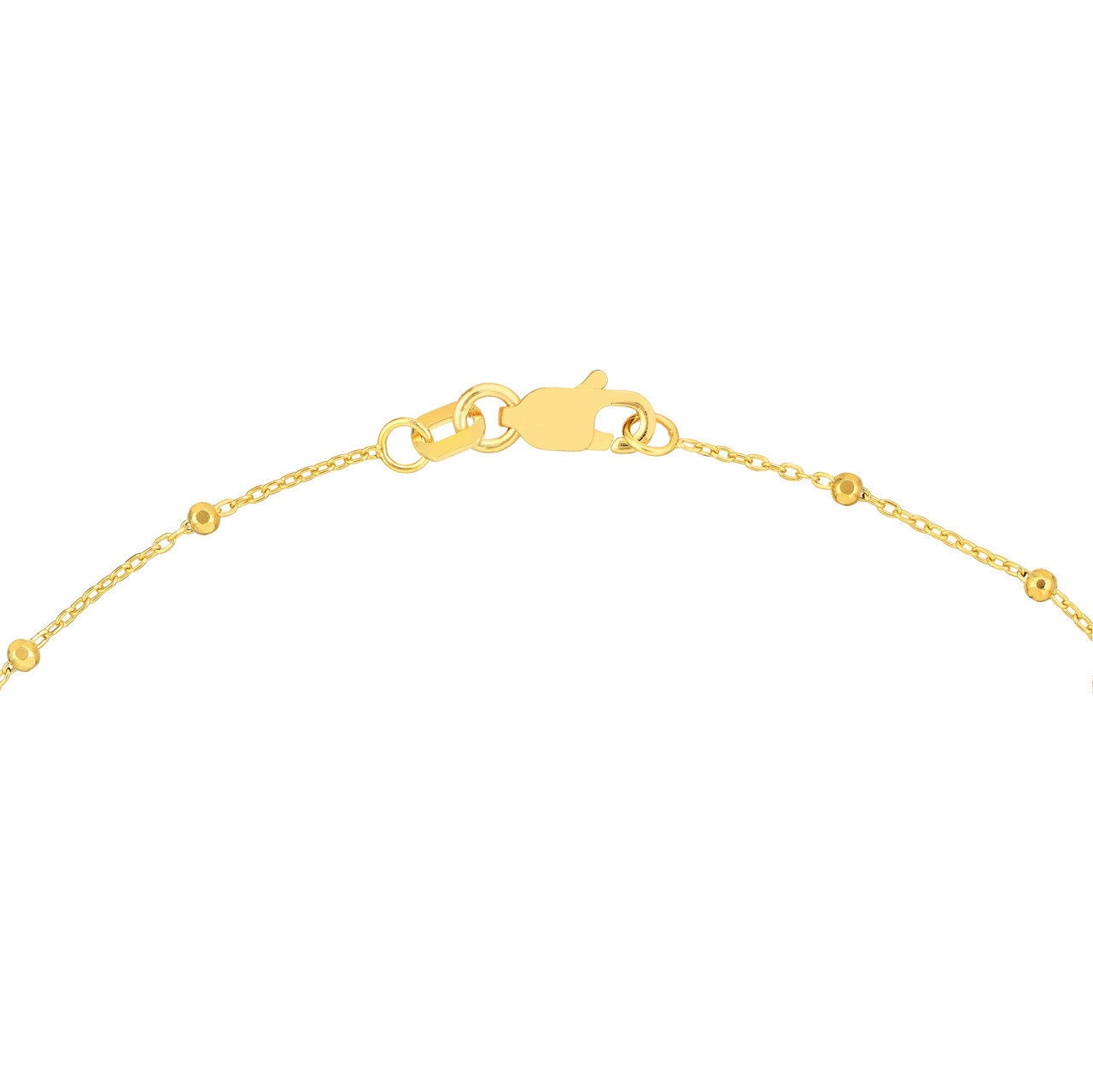 14K Yellow Gold Saturn Chain Anklet With Diamond Cut Beads, 1.70mm Wide, Lobster Lock, 10" Long, Gift For Her, Anklets For Women