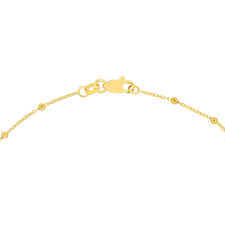 14K Yellow Gold Saturn Chain Anklet With Diamond Cut Beads, 1.70mm Wide, Lobster Lock, 10" Long, Gift For Her, Anklets For Women