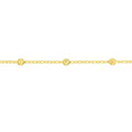 14K Yellow Gold Saturn Chain Anklet With Diamond Cut Beads, 1.70mm Wide, Lobster Lock, 10