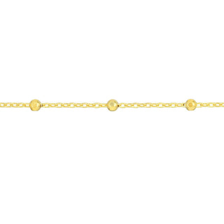 14K Yellow Gold Saturn Chain Anklet With Diamond Cut Beads, 1.70mm Wide, Lobster Lock, 10" Long, Gift For Her, Anklets For Women