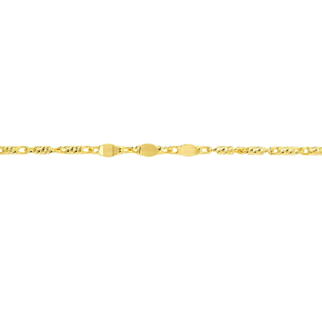 14K Yellow Gold Flat Diamond-Cut Stations Adjustable Anklet 10" Long, Gift For Her, Handmade Jewelry, Anklets For Women