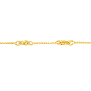 14K Yellow Gold Twist Bar Chain Anklet, 0.8mm Wide, Lobster Lock 10" Long, Gift For Her, Anklets For Women