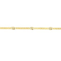 14K Yellow Gold Stations on Curb Chain Adjustable Anklet 10