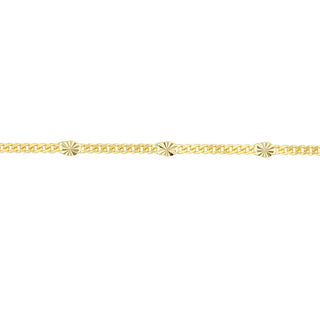 14K Yellow Gold Stations on Curb Chain Adjustable Anklet 10" Long, Gift For Her, Handmade Jewelry, Anklets For Women