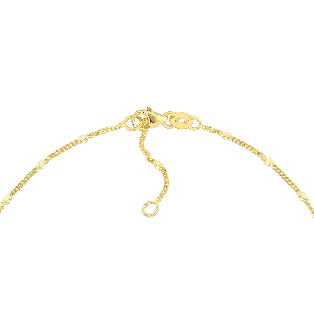 14K Yellow Gold Stations on Curb Chain Adjustable Anklet 10" Long, Gift For Her, Handmade Jewelry, Anklets For Women