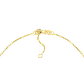 14K Yellow Gold Stations on Curb Chain Adjustable Anklet 10" Long, Gift For Her, Handmade Jewelry, Anklets For Women