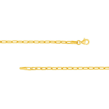 14K Yellow Gold 2.5mm Paper Clip Chain with Pear Shape Lock 10" Long, Gift For Her, Handmade Jewelry, Anklets For Women