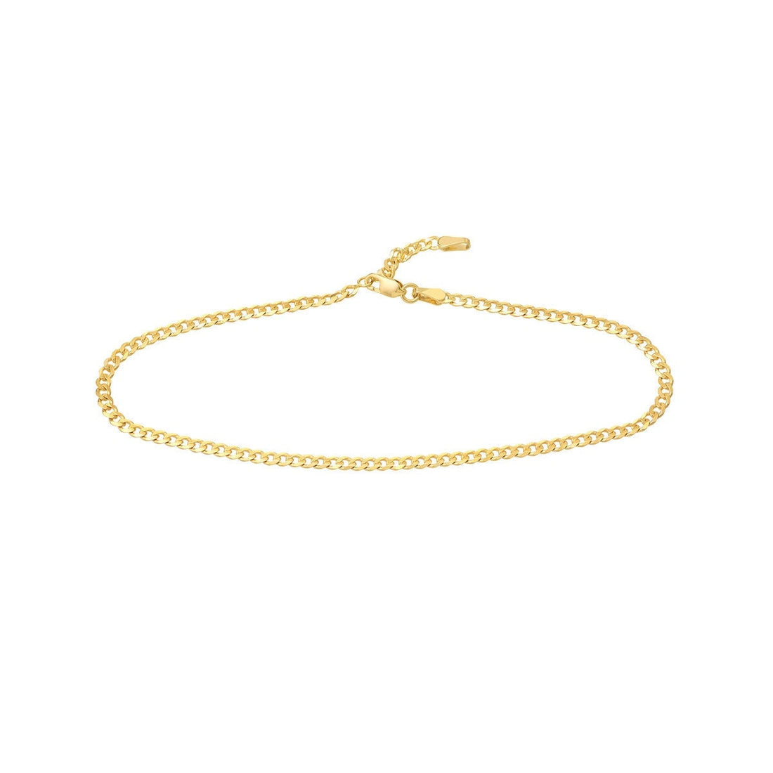 14K Yellow Gold Open Curb Chain Adjustable Anklet 10"Long, Gold Jewelry, Minimalist, Gift For Her, Handmade Jewelry, Anklets For Women