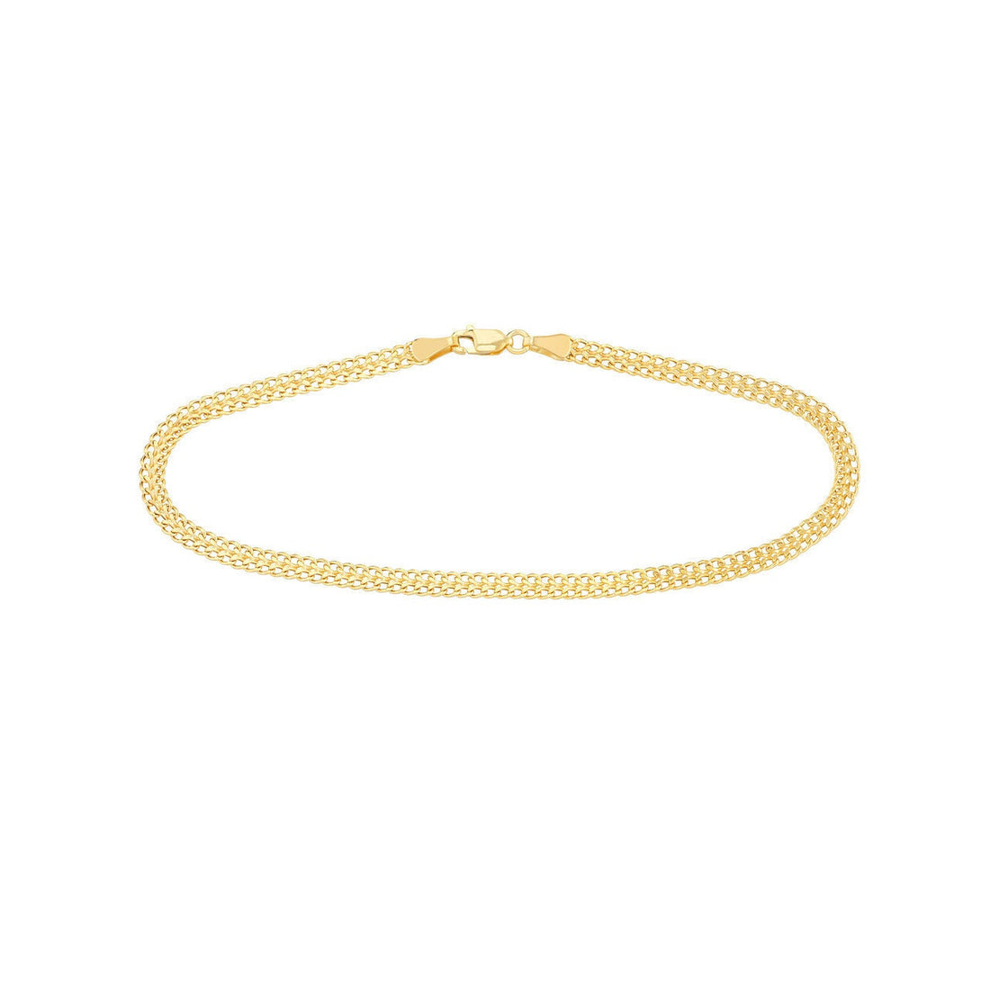 14K Yellow Gold 4.3mm Curb Bismarck Chain with Lobster Lock 10"Long, Gift For Her, Handmade Jewelry, Anklets For Women