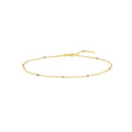 14K Yellow-White Gold 3mm Two-Tone Disco Bead Rolo Chain Anklet, 10