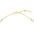 14K Yellow-White Gold 3mm Two-Tone Disco Bead Rolo Chain Anklet, 10