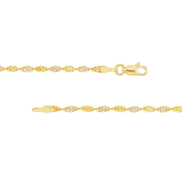 14K Yellow-white Gold 2.10mm Y/W Dorica Chain with Lobster Lock 10", Gift For Her, Handmade Jewelry, Anklets For Women