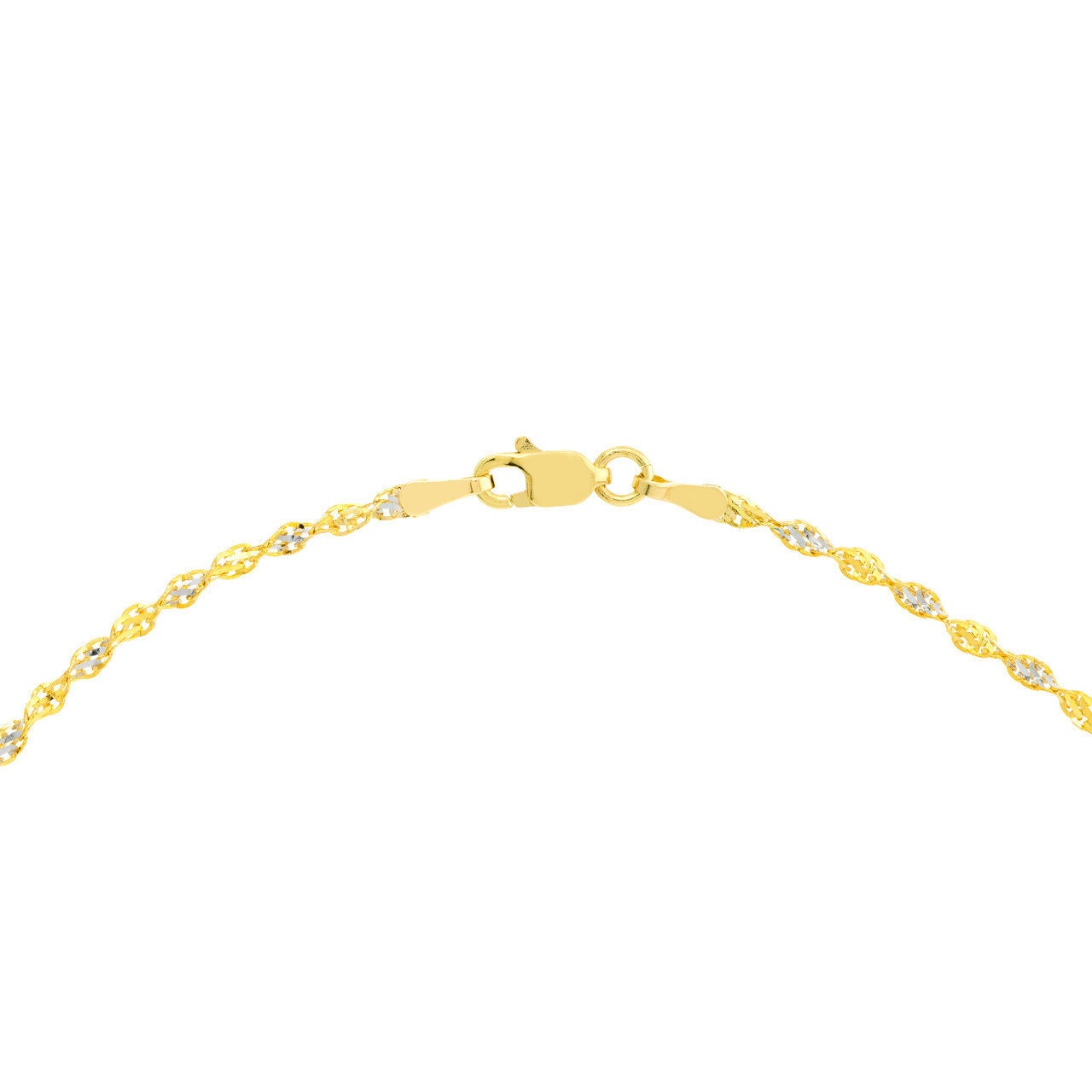 14K Yellow-white Gold 2.10mm Y/W Dorica Chain with Lobster Lock 10", Gift For Her, Handmade Jewelry, Anklets For Women