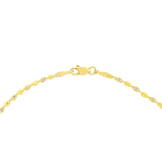 14K Yellow-white Gold 2.10mm Y/W Dorica Chain with Lobster Lock 10", Gift For Her, Handmade Jewelry, Anklets For Women