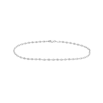 14K White 2.65mm Fancy Gold Anchor Chain Anklet 10" Long, Gold Jewelry, Minimalist, Gift For Her, Handmade Jewelry, Anklets For Women