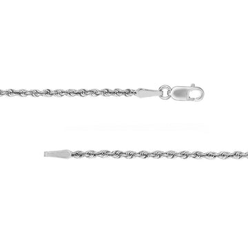 14K White Gold 1.8mm Hollow Light Rope Chain with Lobster Lock, 10" Long, Gift For Her, Handmade Jewelry, Anklets For Women