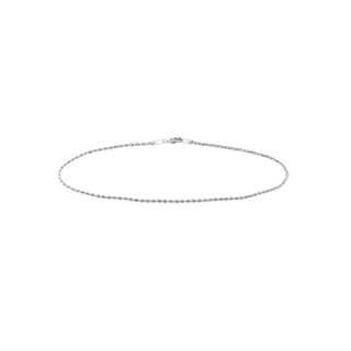 14K White Gold 1.8mm Hollow Light Rope Chain with Lobster Lock, 10" Long, Gift For Her, Handmade Jewelry, Anklets For Women