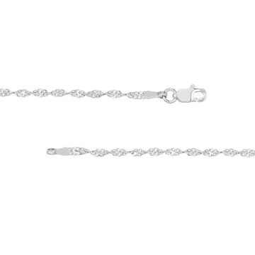 14K White Gold 2.10mm Twisted Dorica Chain with Lobster Lock 10" Long, Gift For Her, Handmade Jewelry, Anklets For Women