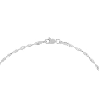 14K White Gold 2.10mm Twisted Dorica Chain with Lobster Lock 10" Long, Gift For Her, Handmade Jewelry, Anklets For Women