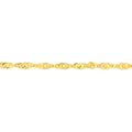 14K Yellow Gold Singapore Chain Anklet, 1.7mm Wide, Adjustable, 10