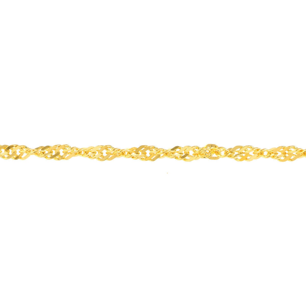 14K Yellow Gold Singapore Chain Anklet, 1.7mm Wide, Adjustable, 10" Long, Minimalist, Anklets For Women