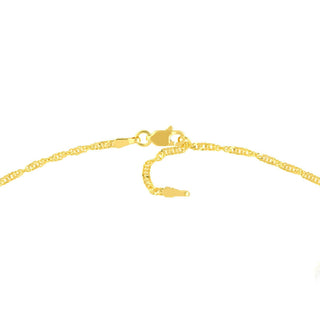 14K Yellow Gold Singapore Chain Anklet, 1.7mm Wide, Adjustable, 10" Long, Minimalist, Anklets For Women