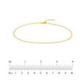 14K Dainty Yellow Gold Curb Chain Anklet, 1.4mm Wide, Adjustable, 10