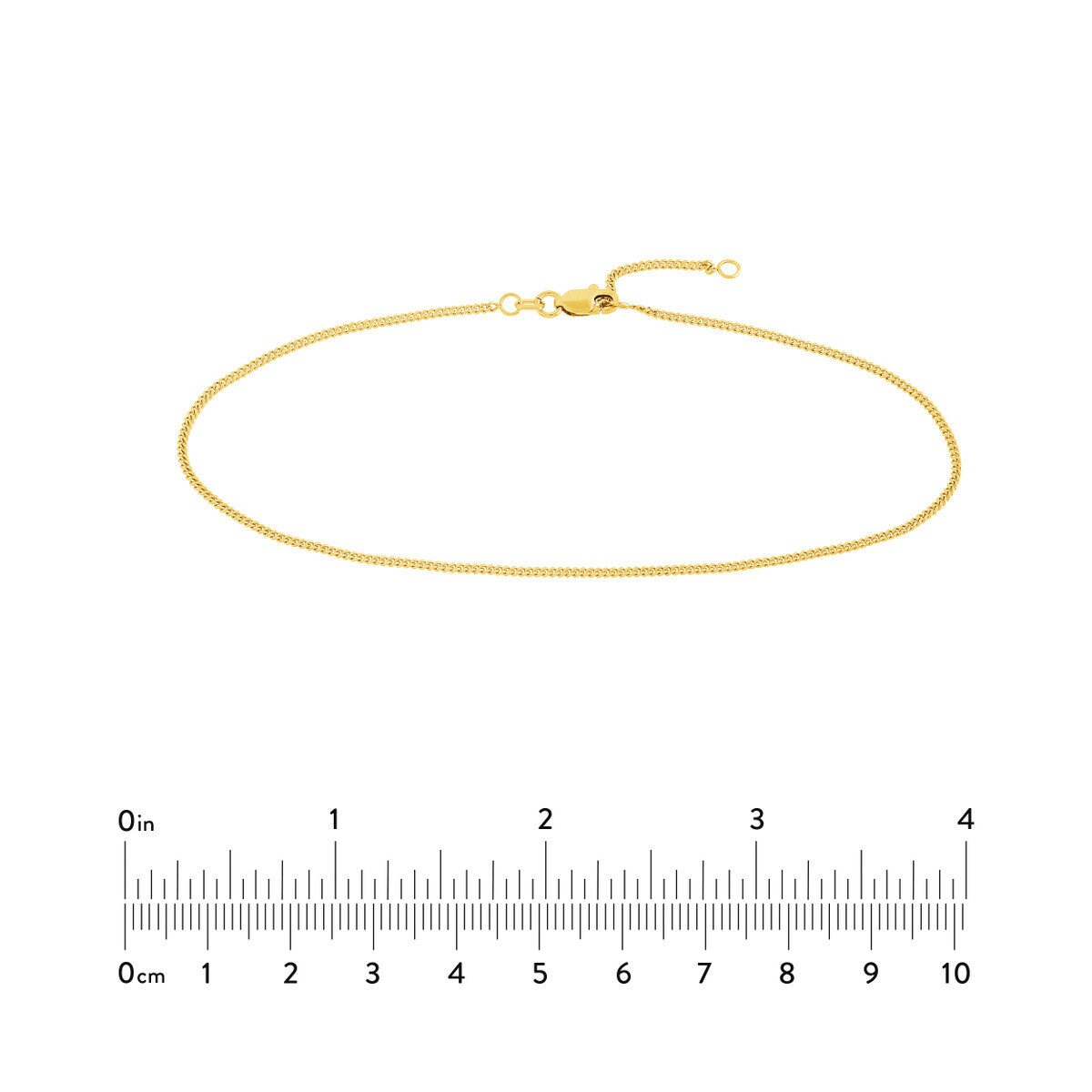 14K Dainty Yellow Gold Curb Chain Anklet, 1.4mm Wide, Adjustable, 10" Length, Gift For Her, Real Gold, Anklets For Women