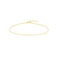 14K Yellow Gold Figaro Chain Anklet, 1.3mm Wide Adjustable, 10