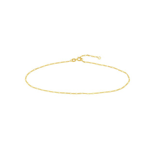 14K Yellow Gold Figaro Chain Anklet, 1.3mm Wide Adjustable, 10" Long, Gift For Her, Anklets For Women