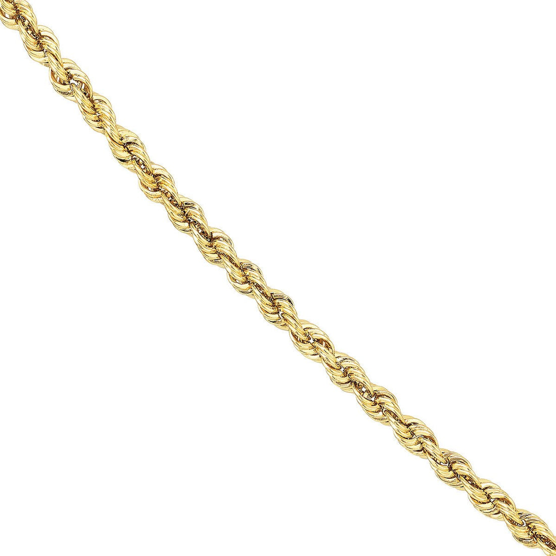 14K Yellow Gold Light Rope Chain Anklet, 1.8mm Wide, Hollow, Lobster Lock, 10" Long, Gift For Her, Anklets For Women