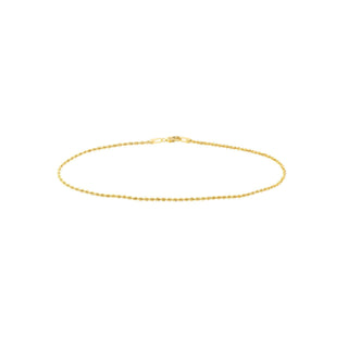 14K Yellow Gold Light Rope Chain Anklet, 1.8mm Wide, Hollow, Lobster Lock, 10" Long, Gift For Her, Anklets For Women