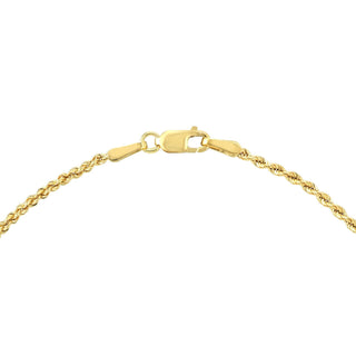 14K Yellow Gold Light Rope Chain Anklet, 1.8mm Wide, Hollow, Lobster Lock, 10" Long, Gift For Her, Anklets For Women