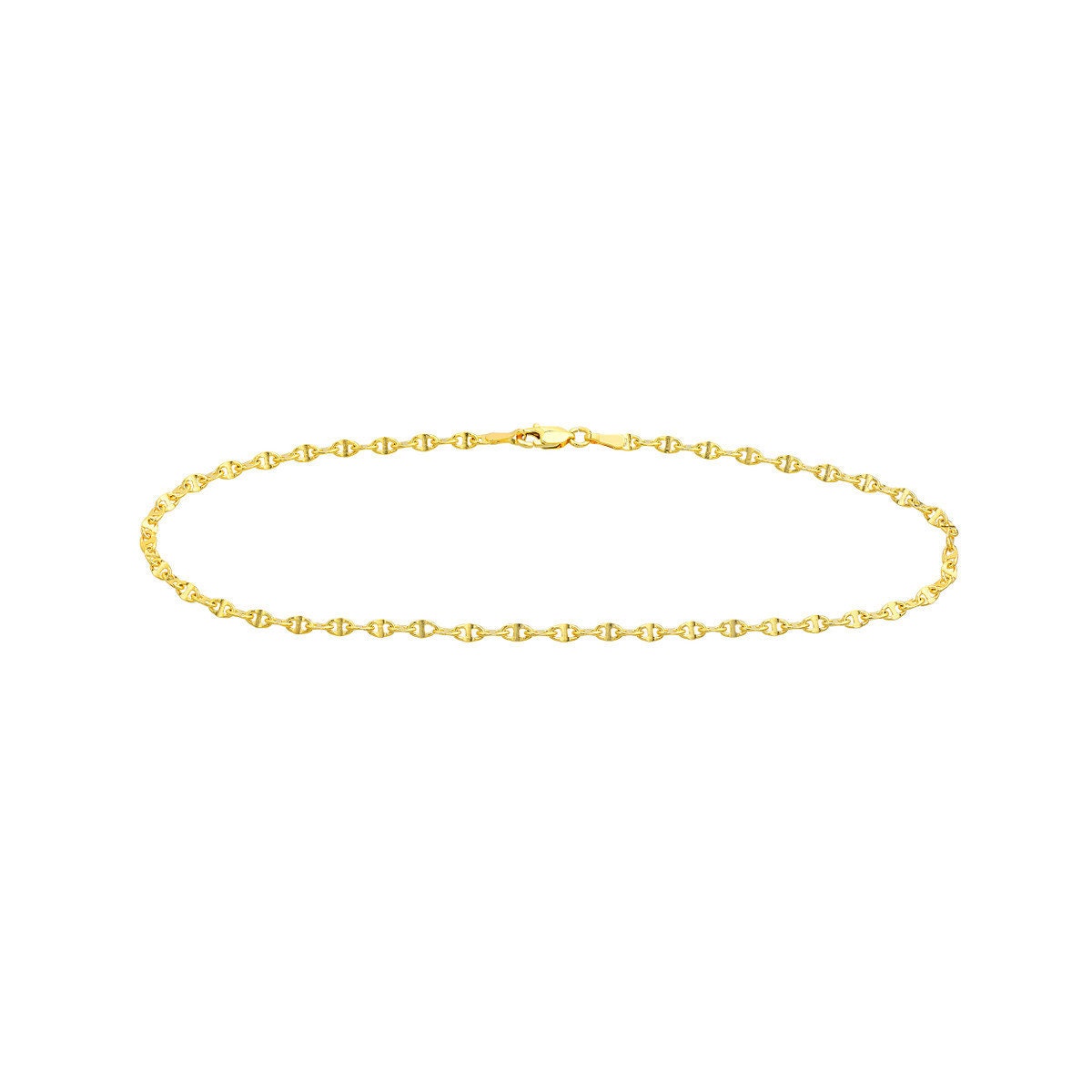 14K Yellow Fancy Gold Anchor Chain Anklet, 2.65mm Wide, 10" Long, Gift For Her,, Anklets For Women