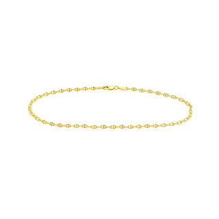 14K Yellow Fancy Gold Anchor Chain Anklet, 2.65mm Wide, 10" Long, Gift For Her,, Anklets For Women