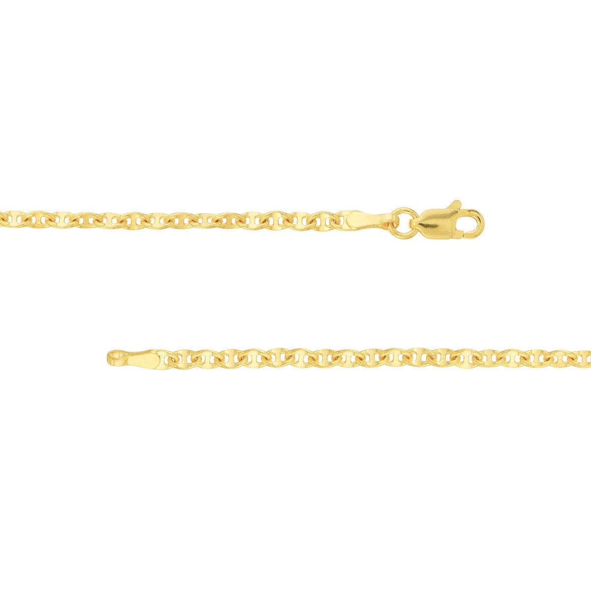 14K Yellow Fancy Gold Anchor Chain Anklet, 2.65mm Wide, 10" Long, Gift For Her,, Anklets For Women