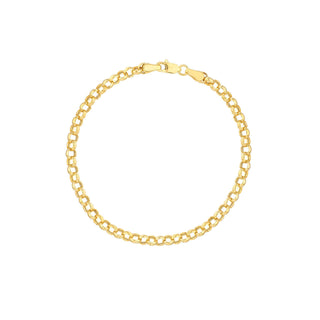 14K Yellow Gold 3.75 mm Hollow Rolo Chain with Lobster Lock 10" Long, Gift For Her, Handmade Jewelry, Anklets For Women